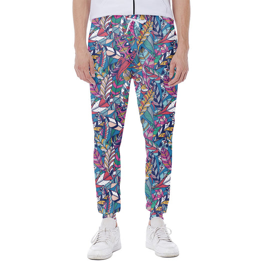 Boho Feather Pattern Print Scuba Joggers