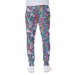 Boho Feather Pattern Print Scuba Joggers
