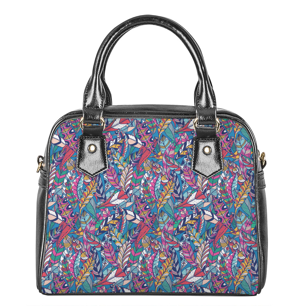 Boho Feather Pattern Print Shoulder Handbag