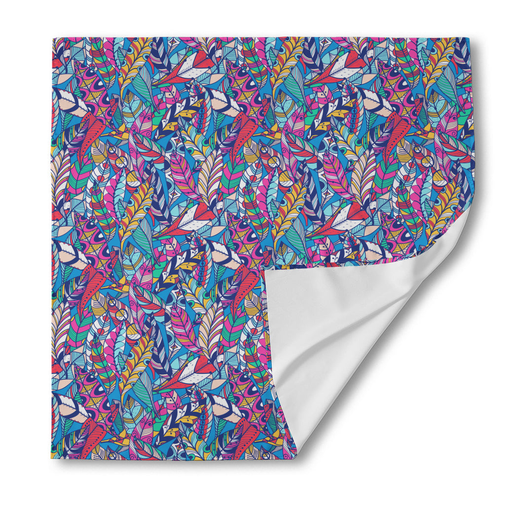 Boho Feather Pattern Print Silk Bandana