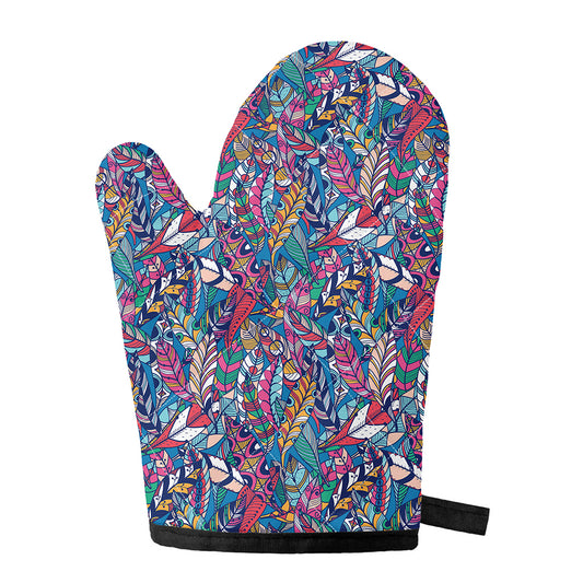 Boho Feather Pattern Print Single Oven Mitt