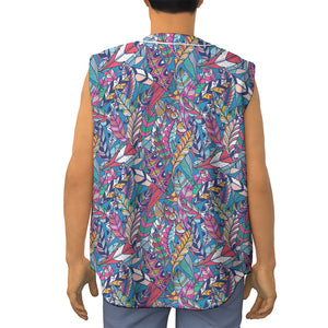 Boho Feather Pattern Print Sleeveless Baseball Jersey