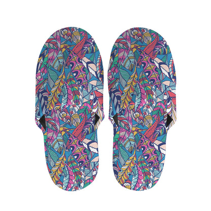 Boho Feather Pattern Print Slippers