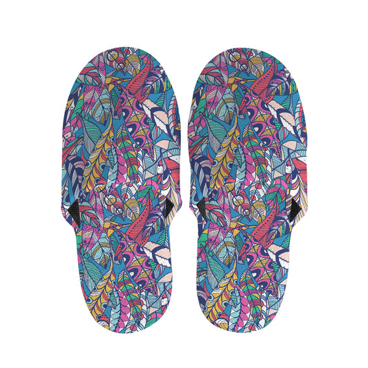 Boho Feather Pattern Print Slippers