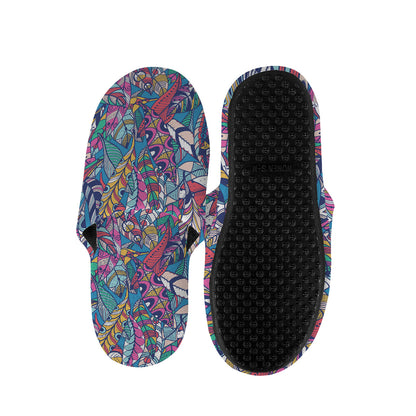 Boho Feather Pattern Print Slippers
