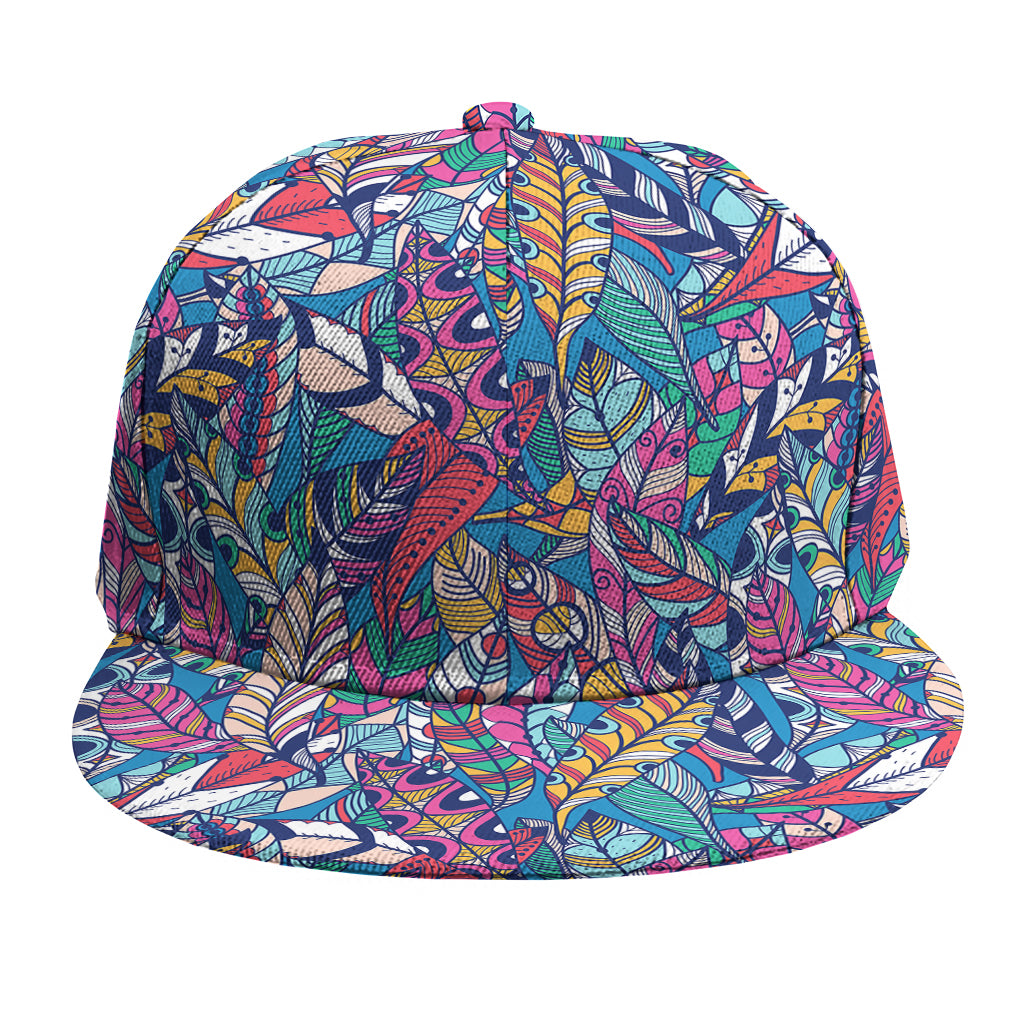 Boho Feather Pattern Print Snapback Cap