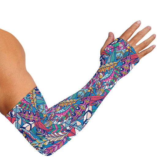 Boho Feather Pattern Print Sun Protection Arm Sleeves