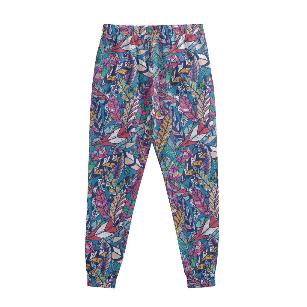 Boho Feather Pattern Print Sweatpants