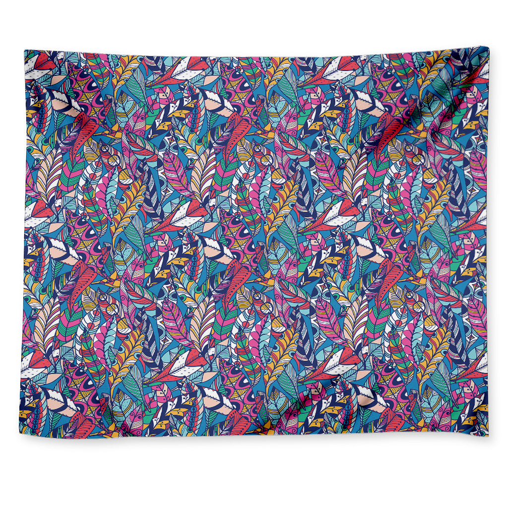 Boho Feather Pattern Print Tapestry