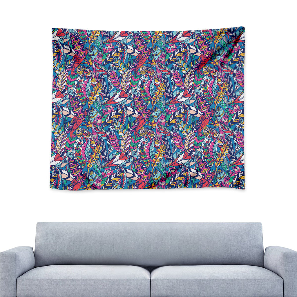 Boho Feather Pattern Print Tapestry