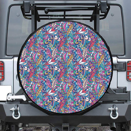 Boho Feather Pattern Print Tire Cover