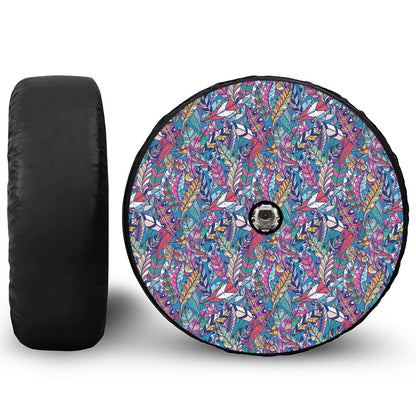 Boho Feather Pattern Print Tire Cover With Camera Hole