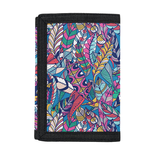 Boho Feather Pattern Print Trifold Wallet
