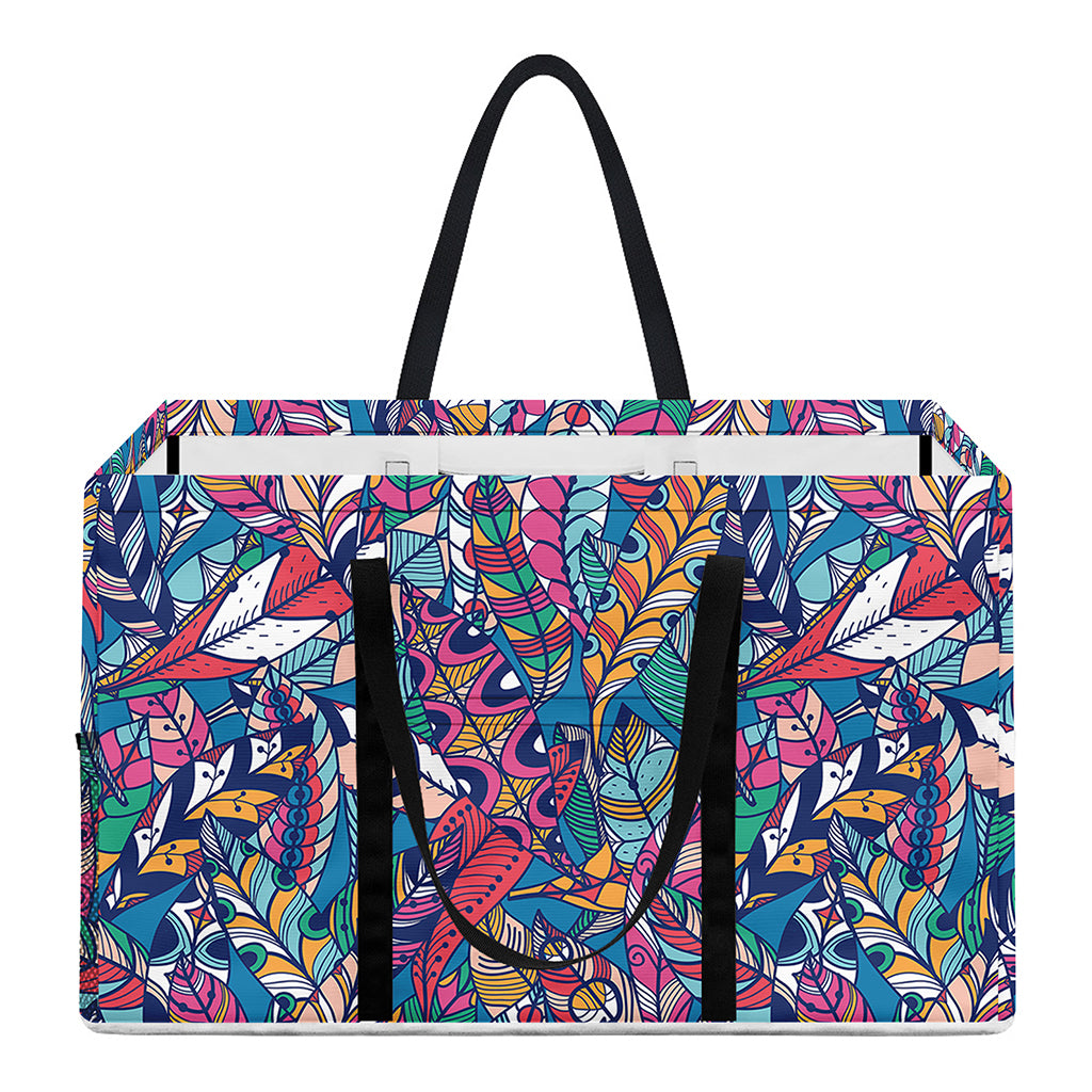 Boho Feather Pattern Print Utility Tote Bag