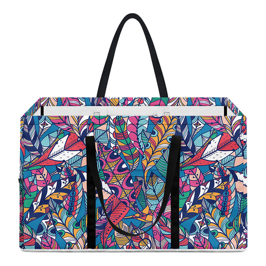 Boho Feather Pattern Print Utility Tote Bag