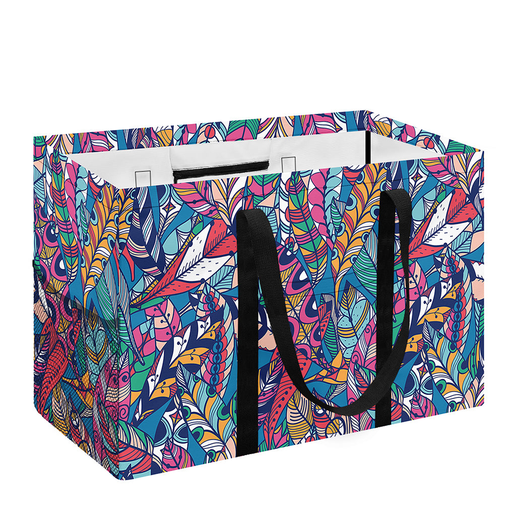 Boho Feather Pattern Print Utility Tote Bag