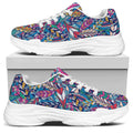 Boho Feather Pattern Print White Chunky Shoes