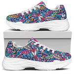 Boho Feather Pattern Print White Chunky Shoes