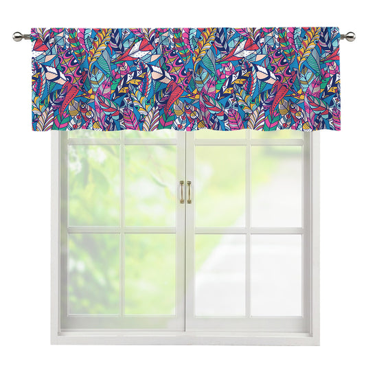 Boho Feather Pattern Print Window Valance