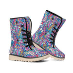 Boho Feather Pattern Print Winter Boots