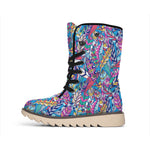 Boho Feather Pattern Print Winter Boots