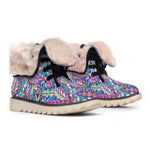 Boho Feather Pattern Print Winter Boots