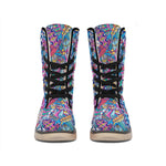 Boho Feather Pattern Print Winter Boots