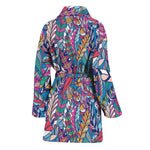 Boho Feather Pattern Print Women's Bathrobe