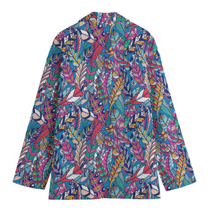 Boho Feather Pattern Print Women's Blazer