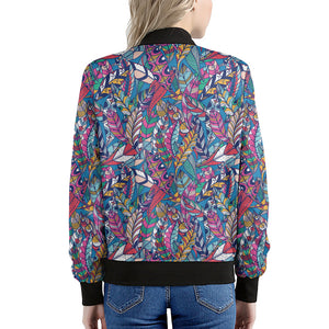 Boho Feather Pattern Print Women's Bomber Jacket