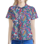 Boho Feather Pattern Print Women's Polo Shirt