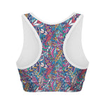Boho Feather Pattern Print Women's Sports Bra