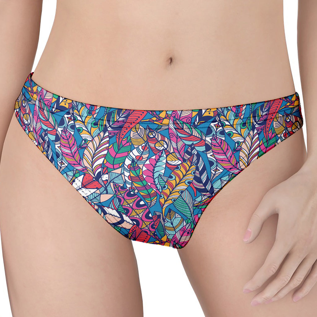 Boho Feather Pattern Print Women's Thong