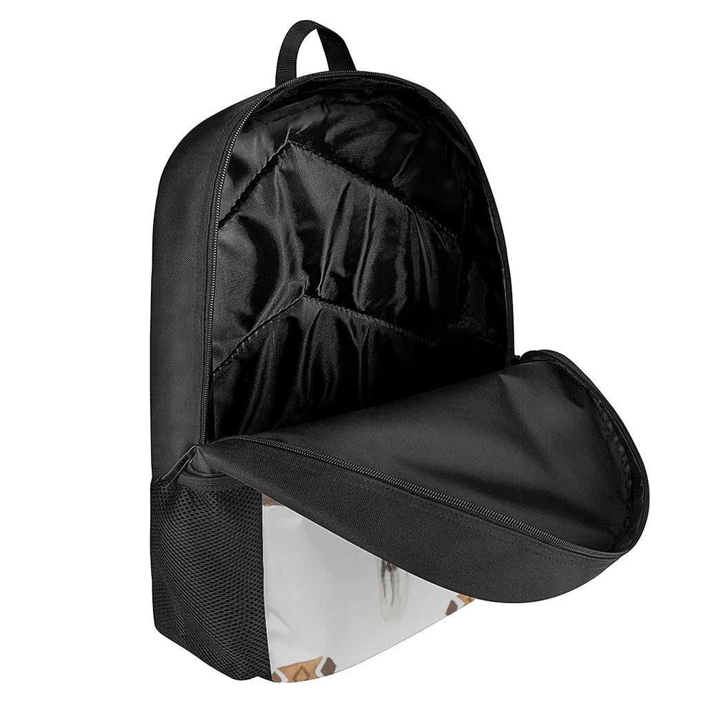 Boho Floral Deer Skull Print 17 Inch Backpack