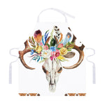 Boho Floral Deer Skull Print Adjustable Apron