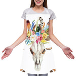 Boho Floral Deer Skull Print Adjustable Apron