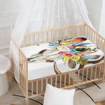 Boho Floral Deer Skull Print Baby Crib Sheet