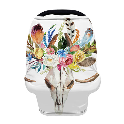 Boho Floral Deer Skull Print Baby Seat Cover