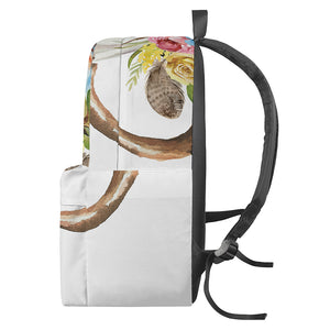 Boho Floral Deer Skull Print Backpack