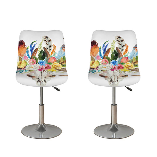 Boho Floral Deer Skull Print Bar Stool Covers