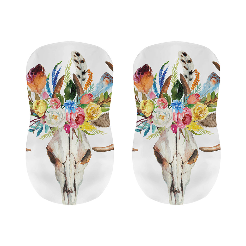 Boho Floral Deer Skull Print Bar Stool Covers