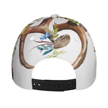 Boho Floral Deer Skull Print Baseball Cap