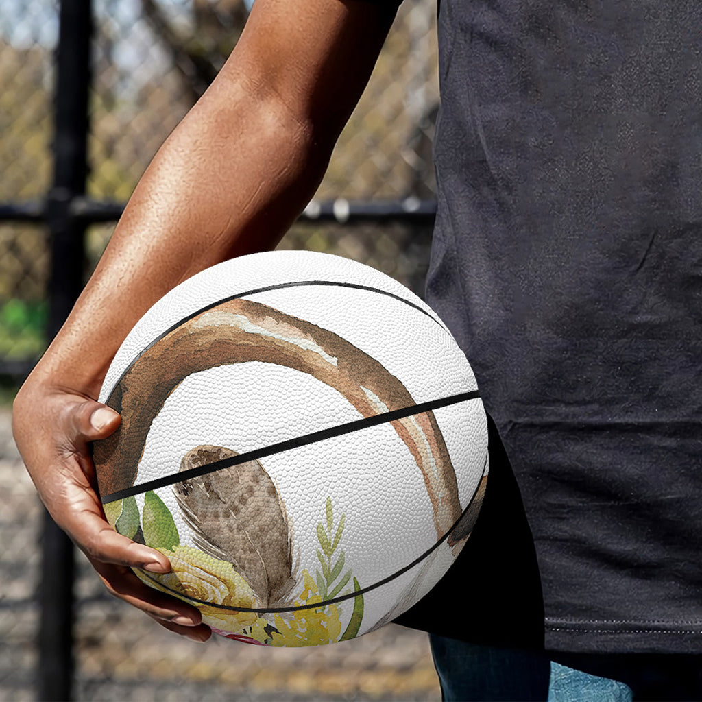 Boho Floral Deer Skull Print Basketball