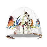 Boho Floral Deer Skull Print Beanie