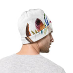 Boho Floral Deer Skull Print Beanie