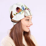 Boho Floral Deer Skull Print Beanie