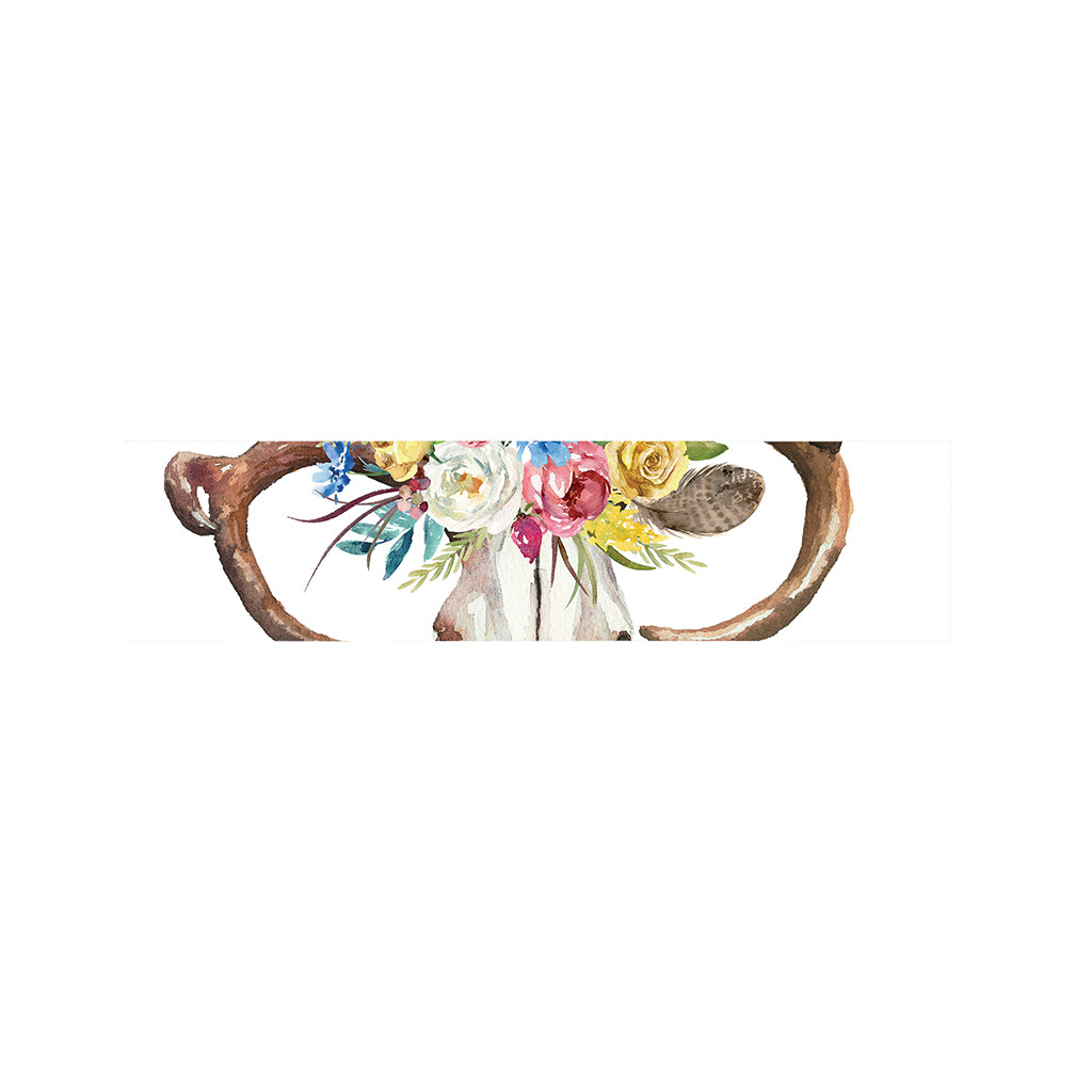 Boho Floral Deer Skull Print Bed Runner
