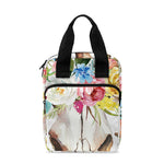 Boho Floral Deer Skull Print Bible Tote Bag