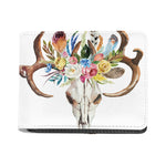 Boho Floral Deer Skull Print Bifold Wallet