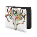 Boho Floral Deer Skull Print Bifold Wallet